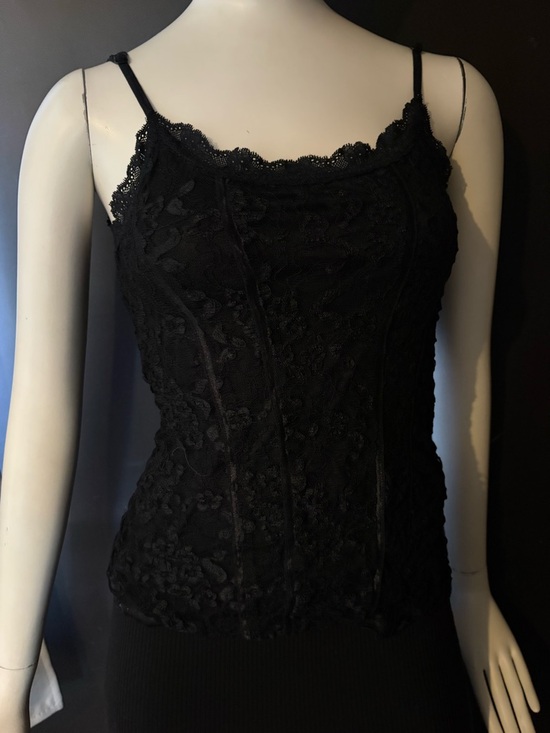 le chateau Tops - le château Black Lace Camisole with Scalloped Trim